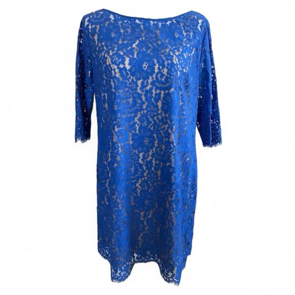 Robert Rodriguez Royal Blue Lace Shift Dress Size 12 - Picture 1 of 4